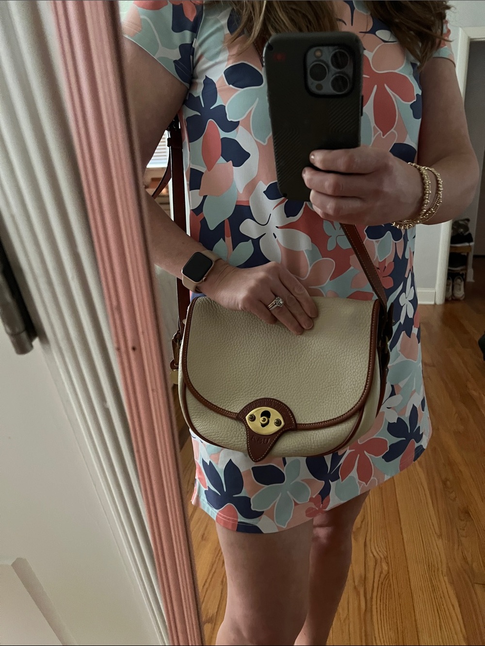 DOONEY & BOURKE Vintage 90's Cavalry Trooper Bag ivory / brown - Picture 2 of 16
